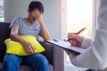 Psychiatrist or professional psychologist consulting on diagnostic examination disease or mental...