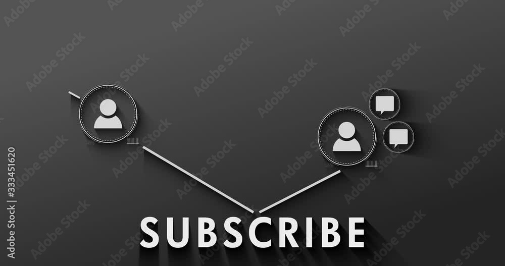 Poster mouse pointer clicks on subscribe button and opens a network of social media connections. minimalist