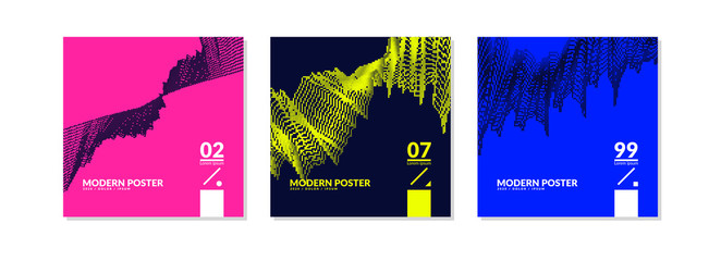 A set of music covers with abstract elements in a flat style. Template for the design.