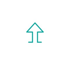 blue sharp arrow up. Line icon isolated on white. Upload icon.