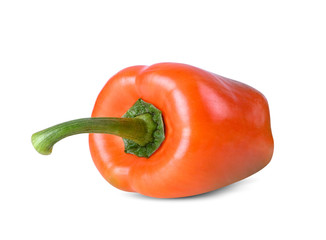 Orange bell peppers isolated on a white background.