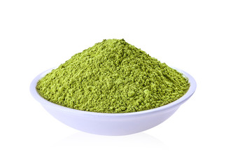 Matcha Green Tea in Ceramic Cups Isolated on a white background.