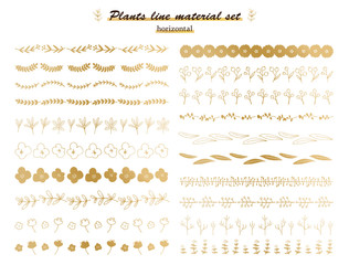 植物のライン素材セット（ヨコ）