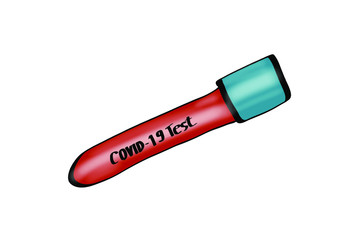 Blood test tube for covid-19 test, coronavirus 2019 found in Wuhan, China - illustration, vector