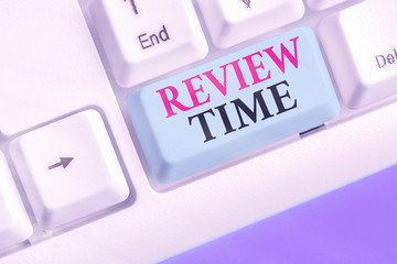 Word writing text Review Time. Business photo showcasing to think or talk about something again Set...