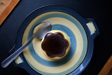 Custard pudding with caramel topping