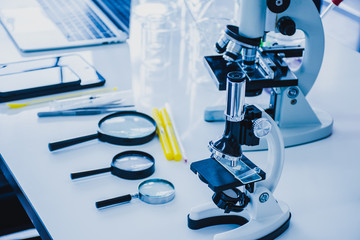 Microscopes, and scientific laboratory equipment.
