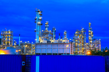Oil Industry Refinery factory , Petroleum, petrochemical plant with Twilight.