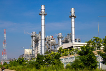 Natural Gas Combined Cycle Power Plant with  blue sky