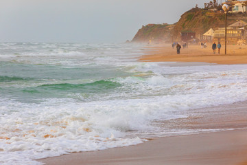 Storm on the Mediterranean coast in Israel
