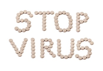 STOP VIRUS - text made of pills