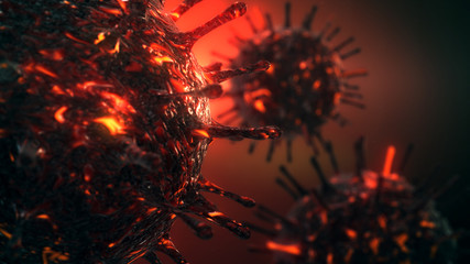 Horroristic 3D concept for the novel coronavirus Sars-Cov-2