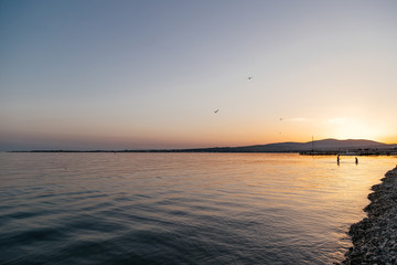 Sunset on the black sea coast Gelendzhik, Krasnodar region.