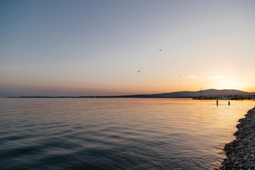 Obraz premium Sunset on the black sea coast Gelendzhik, Krasnodar region.