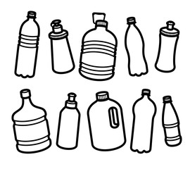 Bottles water set. Collection icon bottles water. Vector