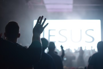 Worship silhouette people