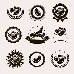 Beans labels and elements set. Collection icon beans. Vector