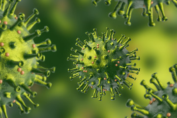 3D Rendering of Corona Virus as Pandemic