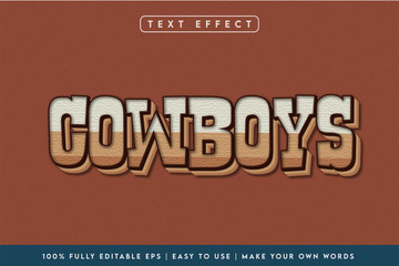 Cowboys 3d style text effect in brown color scheme
