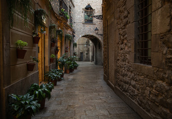 Fototapeta na wymiar Barcelona alleyway