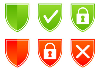 set of informatic protection shield icons