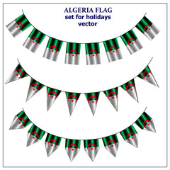 Bright set with flag of Algeria. Happy Algeria day background. Bright vector illustration with white background.