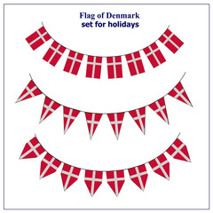 Obraz premium Bright set with flags of of Denmark. Happy Denmark day. illustration with transparent background.