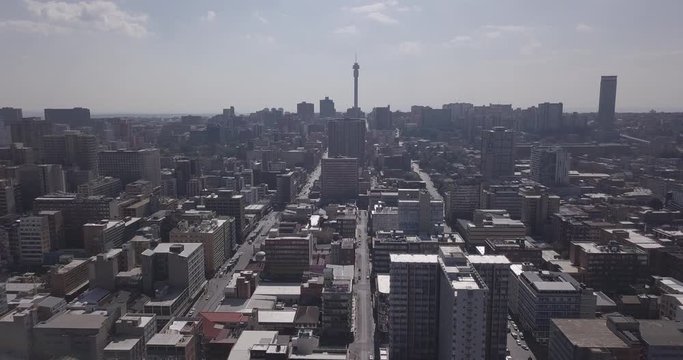 Aerial view of downtown with offices and residential buildings, Johannesburg, South Africa