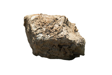 Object textured on white background of Scree Stone : The rocks from the mountains that have been submerged in water are then precipitated. For garden decoration design.