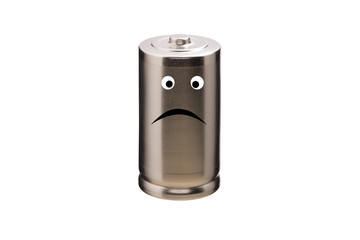 Battery emoticon. Smile, cry, fatigue ...
