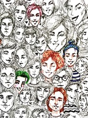 pattern with women portraits