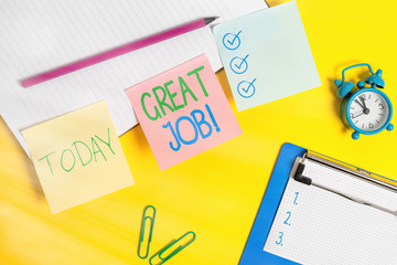 Text sign showing Great Job. Business photo text sed for telling someone that they have done...