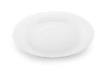 empty white plate isolated on white background