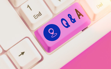 Writing note showing Q And A. Business concept for a period of time or an occasion when someone...