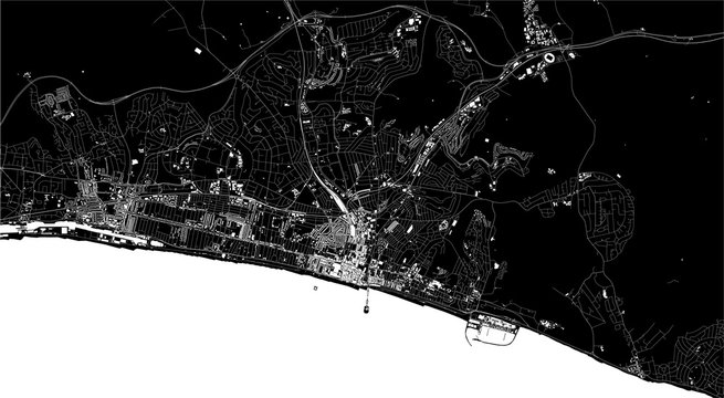 map of the city of Brighton and Hove, East Sussex, South East England, England, UK