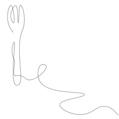 Fork one line drawing vector illustration	