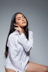 Studio shot beautiful woman portrait.