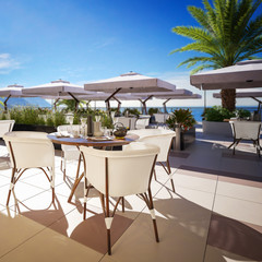 3d Visualization of an Outdoor Terrace Bar & Restaurant - detail