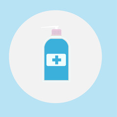 Disinfection. Hand sanitizer bottle icon, washing gel. Vector illustrationDisinfection. Hand sanitizer bottle icon, washing gel. Vector illustration