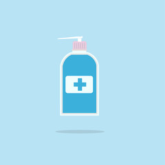 Disinfection. Hand sanitizer bottle icon, washing gel. Vector illustrationDisinfection. Hand sanitizer bottle icon, washing gel. Vector illustration