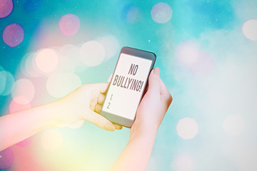 Word writing text No Bullying. Business photo showcasing stop aggressive behavior among children...