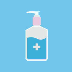 Disinfection. Hand sanitizer bottle icon, washing gel. Vector illustrationDisinfection. Hand sanitizer bottle icon, washing gel. Vector illustration