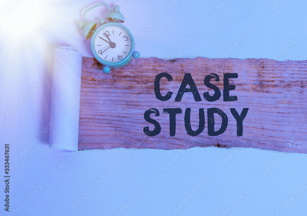 Poster conceptual hand writing showing case study. concept meaning man and a specific research design for e