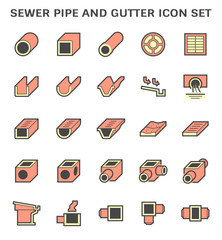 Sewer pipe and gutter vector icon set design.