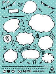 手書きのオシャレなふきだし　アイコン　セット