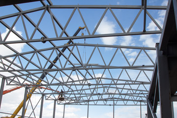 metal frame of the building