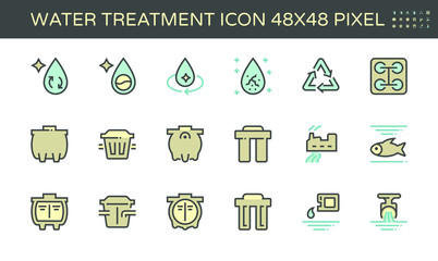 Water treatment and septic tank icon, 48x48 perfect pixel and editable stroke.
