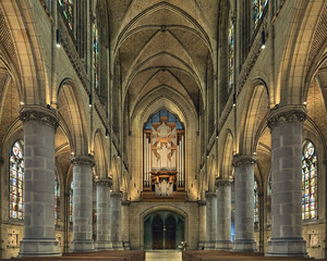 Fototapeta premium Linz, Austria. Interior of New Cathedral (Cathedral of the Immaculate Conception). This is the largest, though not the tallest church in Austria.