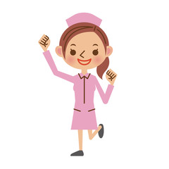 ガッツポーズをする看護師（ナース）