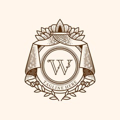 Vintage Shield with Ribbon logo